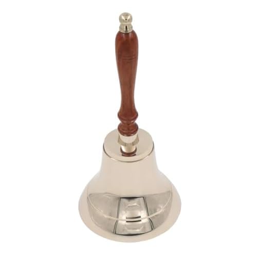 Large & Heavy Solid Brass Loud Hand Call Bell for Weddings, Christmas, School 11"(H) 5"(D) Polished Brass by The Metal Magician