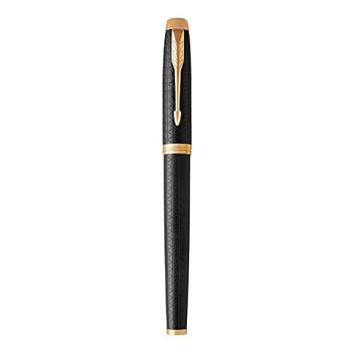 PARKER IM Fountain Pen, Premium Black, Medium Nib with Blue Ink Refill (1931653)