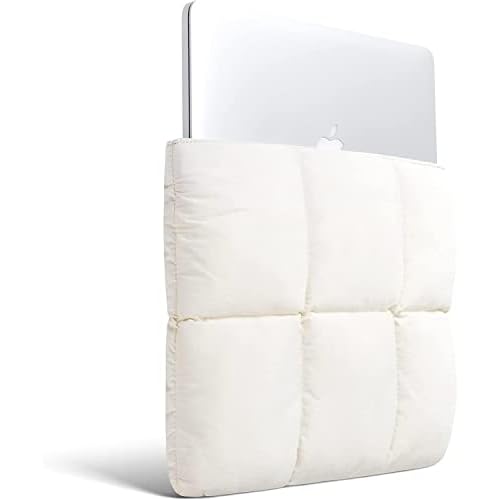 Comfyable Puffy Laptop Sleeve 13 Inch 14 Inch, Quilted Puffer Laptop Carrying Case, Pillow Case Compatible with MacBook Air M4 2025 M3 M2 M1, MacBook Pro M5 M4 Pro/Max, Rice
