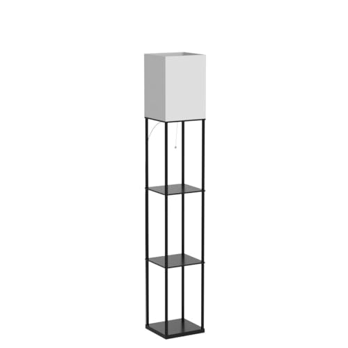 SUNMORY Black Square 4-Tier Shelf Floor Lamp with Shelves, Adjustable Color Temperature