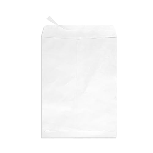 100 9x12 Tyvek Envelopes, Self Seal 9 x 12 Catalog Mailer, Ultra Strong 14lb Tear Resistant Material, Designed for Secure Mailing, Strong Peel and Seal Flap, 100 Envelopes