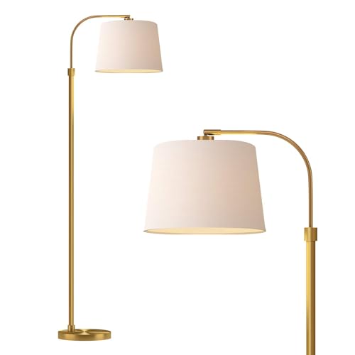 Oneach 62" Gold Floor Lamp for Living Rooms Tall Arc Standing Lamps for Bedrooms Industrial Corner Nursery Girls Kid Vintage Mid-Century Modern Reading Light Office Antique Brass Shade Lantern