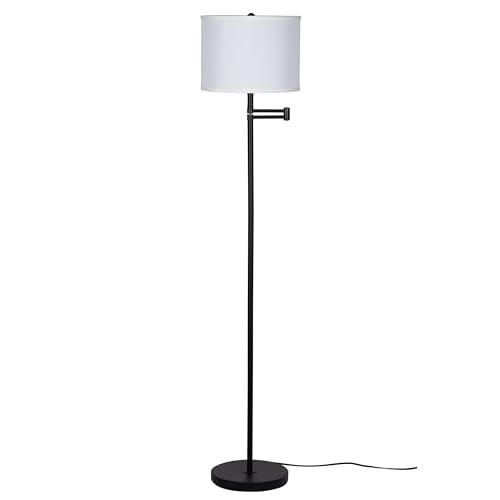 Catalina Lighting 24289-000 Modern Floor Lamp with Caged Shade for Office, Living Room, Dorm or Bedroom, Smart Home Compatible, Bulb Not Included, 60", Black
