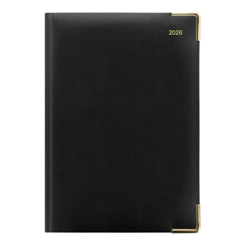 Letts of London¢ç 2026 Classic Weekly Appointment Book and Planner, 12 Months, January to December, Gold Corners, A5 Size, 8.25" x 5.875", English, Black (C32XBK-26)
