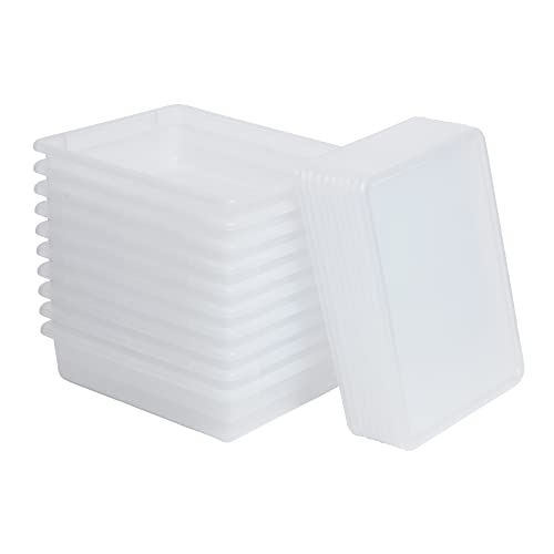 ECR4Kids Letter Size Tray with Lid, Storage Bin, Clear, 10-Piece