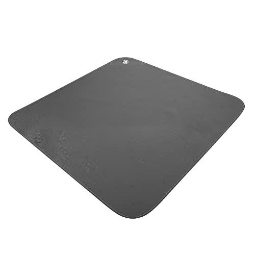 Linkidea Vegan Leather High Chair Mat for Floor, 39'' x 39'' Portable Ground Protector for Feeding Chair, Reusable Easy to Clean Food Splash Spill for Picnic Blanket Outdoor (Grey)