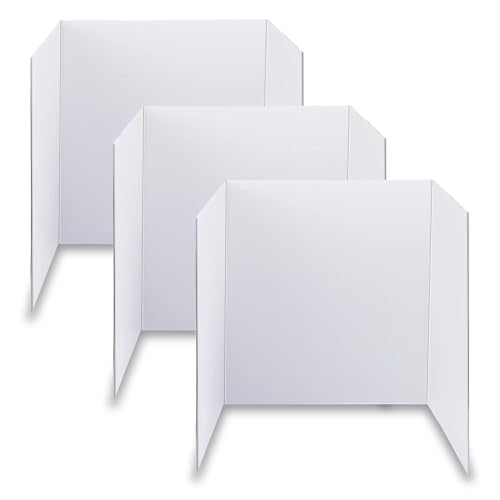 LonlyEagle 3-Pack White Trifold Poster Boards 24 x 16 Inches for Science & School Projects