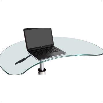 Maragozakis Oval Credenza Desk - Glass Top with Metal Base, Adjustable Height