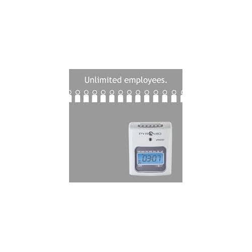 Pyramid Time Systems - Model 2500 Auto Aligning and Top Loading Time Clock [2500K1] Bundle Includes: Time Clock, 100 Time Cards, 2 Ink Ribbon cartridges, one 10 slot time card rack and 2 Security Keys