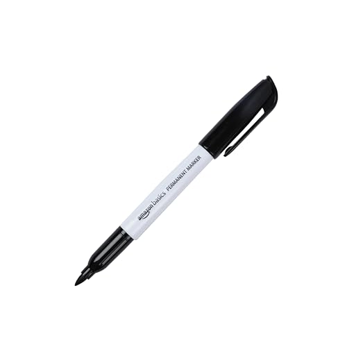 Amazon Basics Fine Tip Permanent Markers Black 12 Pack - Writing & Drawing
