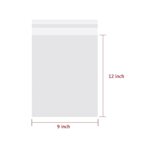 50PCS 9X12 Inch Clear Plastic Bags Thick Self Sealing OPP Poly Cello Bag for Packaging Gift Wrappers