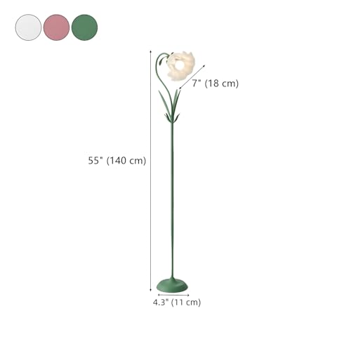 SEEARISHOP Modern Flower Floor Lamp Macaron White 1-Light Unique Floor Lamps Metal Standing Light Cute Floral Lamp with Acrylic Shade Arc Freestanding Lamp for Living Room Bedroom Kids Room
