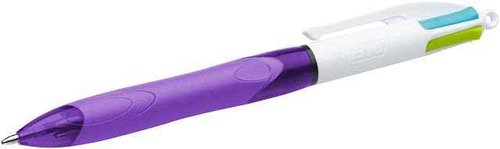 Bic 4 Colours Grip Retractable Ball Pens - Box of 12- Medium Point (1.0 mm) - Extra-Comfort Grip - Fashion Ink Colours