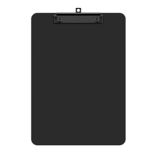 Zoenley Black Plastic Clipboard 8.5 x 11 with Clip, 80-Page Capacity, Hanging Loop