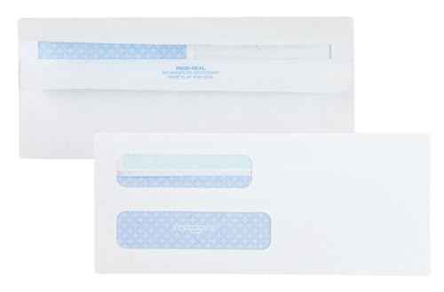 Quality Park #8 5/8 Security Envelopes, Double Window, Self Seal Envelopes for Invoices/Statements, 3-5/8" x 8-5/8", 24 lb White, 500/Box (QUA24539)
