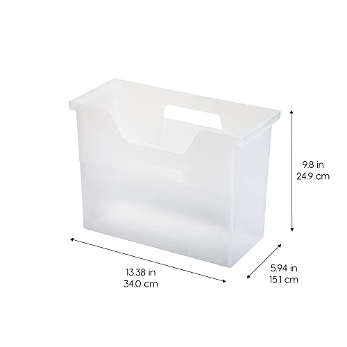 IRIS USA Medium Portable Desktop File Box with Open Lid, 6 Pack, Side Handles, Hanging File Folders, Tabs & Inserts, Letter Size, Magazines, Newspapers, Mail, Books, Notebooks, Clear