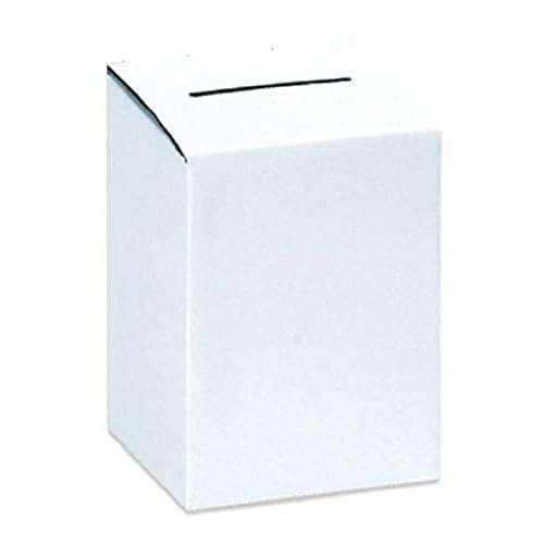 Aviditi Corrugated Cardboard Ballot/Suggestion Box, 10" Length x 10" Width x 9-10" Height, White, Pack Of 10, For Suggestions, Raffles, Tickets, and Donations