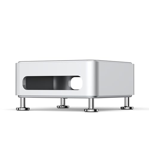 Mac mini M4 Box Holder with Power Switch, a Tailored Aluminum Stand case with Open Space airflows, Horizontal Space-Saving Design, Patent Pending - (Silver)
