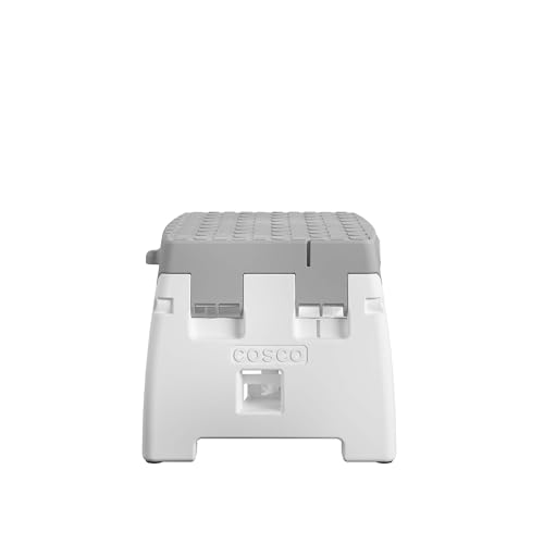 COSCO 1 Step Molded Folding Step Stool, Type 1A, White and Gray (2-Pack)