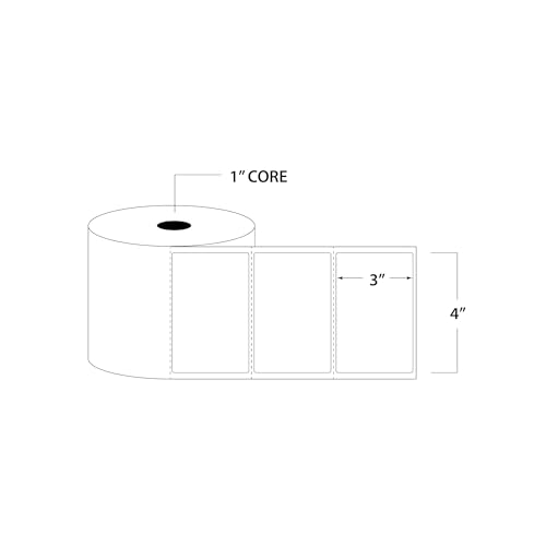Blank Labels 4" X 3" Thermal Transfer Roll Labels | 1" Cores with Perfs Easy Tear| Matte White, Made in USA - Printer with Ribbon Needed | 500 Labels per Roll | 16 Rolls 8,000 Labels
