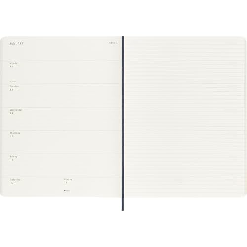 Moleskine Classic 12 Month 2026 Weekly Planner, Soft Cover, XL (7.5" x 9.75"), Sapphire Blue, 144 pages