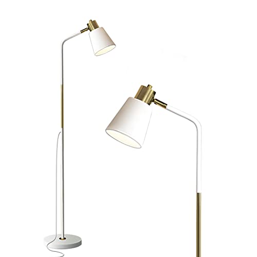 Floor Lamp, Industrial Floor Lamps for Living Rooms Rustic Farmhouse Reading Standing Floor Lamp Adjustable Metal Heads Indoor Task Lighting for Living Room Bedroom Office Home D?cor (White)