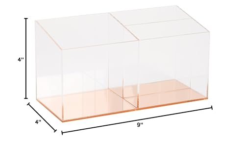 C.R. Gibson Acrylic Desktop Organizer, Mirror Panel, Measures 9" W x 4" H x 4" D - Rose Gold (SC2-20084)