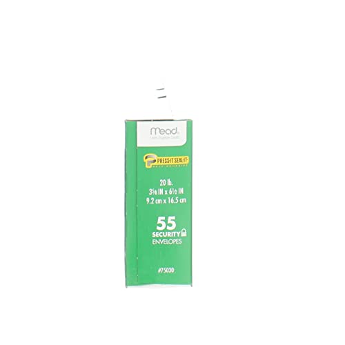 Mead #6-3/4 Press-It Seal-It Security Envelopes 3.625 x 6.5 in. 55 Pack