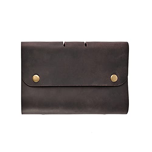Premium Leather Refillable Journal - Handmade 6 Ring Real Leather Notebook with A6 Fill Paper, 7.28x5 Inches Brown Vintage Diary for Travel and Business Lovely Christmas Gift Journals