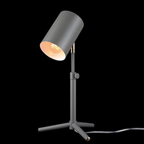 GLOBE Electric 30298 Pratt 18" Adjustable Height Desk Lamp, Matte Gray, Brass Pivot Joint, in-Line On/Off Rocker Switch