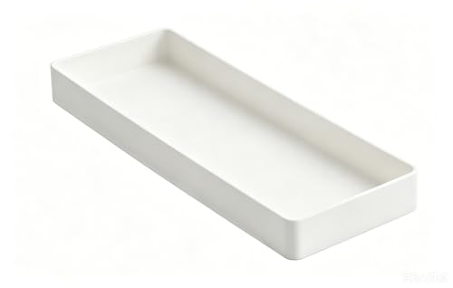 Amazon Basics Rectangular Plastic Desk Organizer Half Accessory Tray White 9.4" x 3.3" x 1"