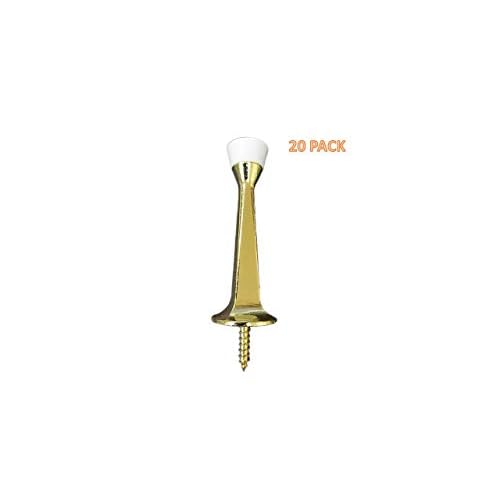 QCAA Rubber Tip Heavy Duty Solid Rigid Door Stop, 3", Zinc Die Cast, Brass Plated, Made in Taiwan, 20 Pack