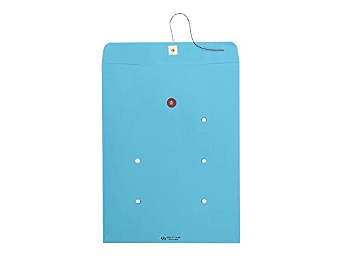 Colored Paper String & Button Envelope with Routing Table, 10 x 13, Blue, 100 Pack