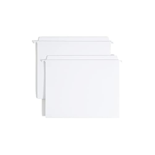 Smead FasTab Hanging File Folder, Straight-Cut Built-in Tab, Letter Size, White, 20 per Box, (64102)