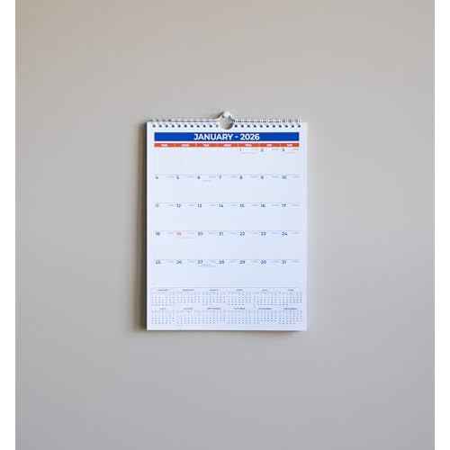 2026 Wall Calendar - January 2026 - December 2026, 12 Monthly Hanging Calendar, 2026 Planner, A4 Size 8.5" x 11", Spiral Binding, Holidays, Julian Dates, Large Blocks, Twin-Wire Binding, Hanging Hook, (1 Pack)