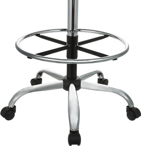 Amazon Basics Adjustable Drafting Bar Stool with Back Support, 360° Swivel, Black