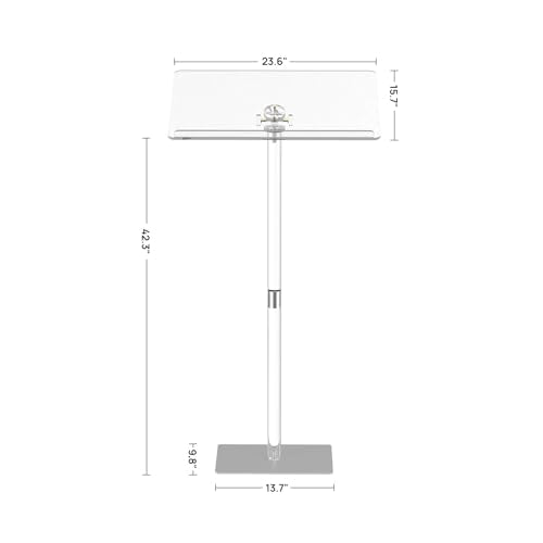 HMYHUM Acrylic Podium Stand Large 23.6 x 15.7 x 42.3 in with Metal Base