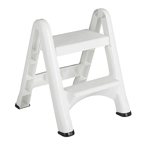 Rubbermaid EZ Step 2-Step Folding Stool White | Durable Stool