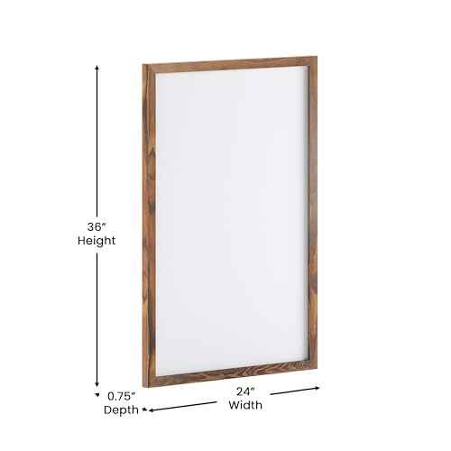 Flash Furniture Bristol Wall Mount White Board, Included Dry Erase Marker, 4 Magnets, Eraser, Commercial Grade for Home or Business, 24" x 36", Torched Brown