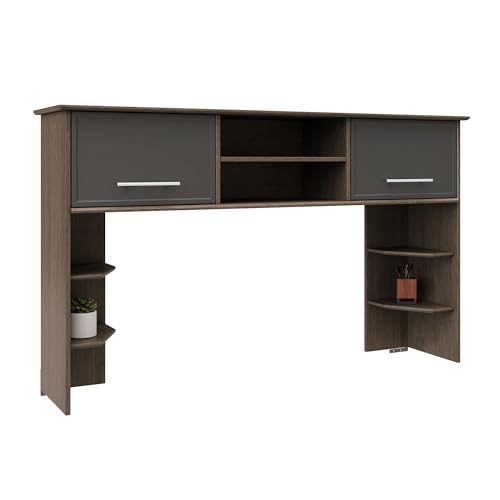 Realspace Koru 60" Hutch for L-Shaped or Straight Desks – Two-Tone Slate/Gray Oak