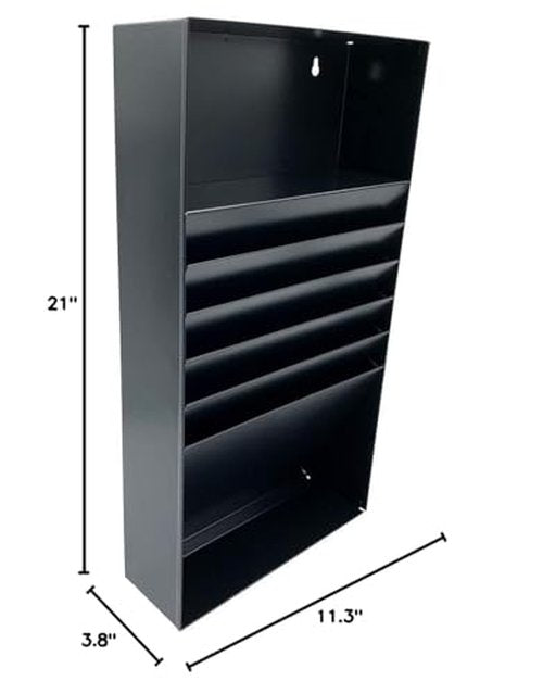 Huron Stationery Holder For Desk and Drawer 5 Slot, Black Steel