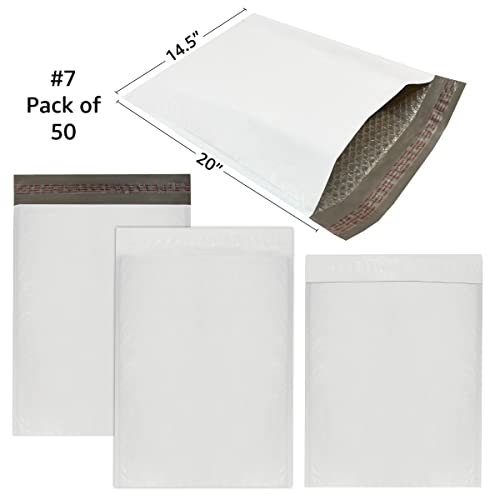 StarBoxes Poly Bubble Mailer 14.5"x20" #7- Pack of 50, White (PBM714520050)