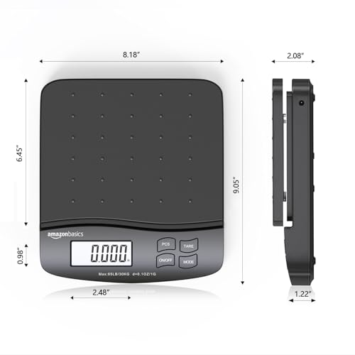 Amazon Basics Digital Postal Scale 65 lb Capacity with Tare & LCD Display