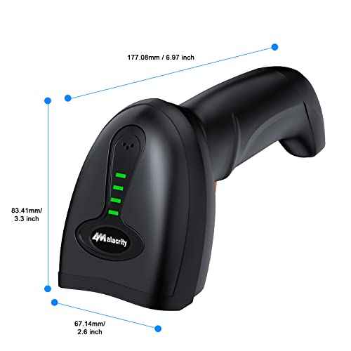 Alacrity Bluetooth Wireless Barcode Scanner 328 Feet Transmission Distance USB Cordless 1D CCD Automatic Barcode Reader Handhold Bar Code Scanner with USB Receiver for Store, Supermarket, Warehouse
