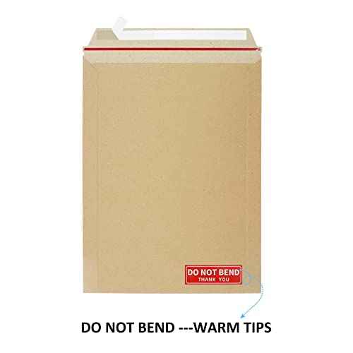 100 Pack 9X12 inch Self Seal Photo Document Mailers Stay Flat Kraft Cardboard Envelopes Photography Rigid Mailers for CD, Photos, Document (Kraft Brown)