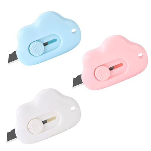 Oakwinfin 3-Pack Mini Retractable Box Cutters - Sharp Utility Knives for Packages & Letters