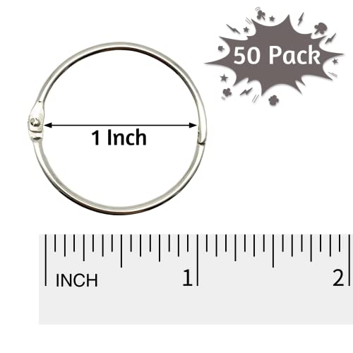 OWLKELA 50 Pcs Silver 1-Inch Binder Rings for Office & School, Heavy Duty