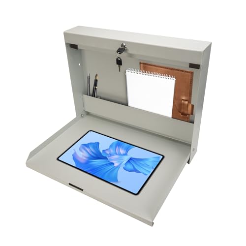 Wall-Mounted Folding Desk with Keyed Lock - Steel Floating Workbench