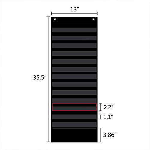 Godery Daily Schedule Pocket Chart Black with 18 Dry-Erase Cards - Classroom & Home Organizer