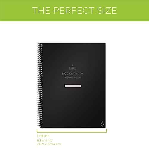 Rocketbook Smart Reusable Notebook, Academic Planner with 13 Page Types, Teal, (8.5" x 11")